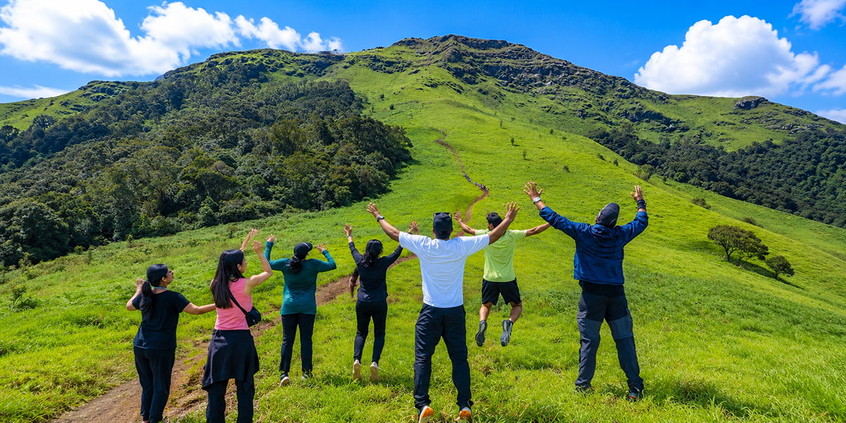Mist covered high elevation ridges of Gangadikal trek in Western Ghats