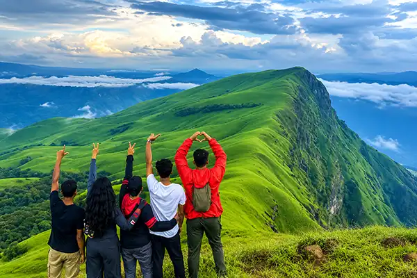 Misty mountain summit view in netravati Chikmagaluru